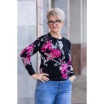 JULIALILIA Elegantní svetr TÁŇA [2124] Zelené květy – Zboží Dáma
