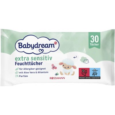 Babydream Vlhčené ubrousky extra sensitive 30 ks – Zboží Dáma