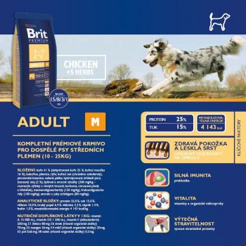 Brit Premium Adult M 3 x 15 kg