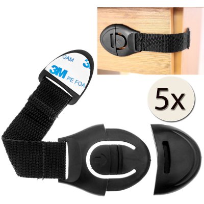 TFY No.3585 bezpečnostní zábrana na skříně a zásuvky 5 ks 20 x 5 x 34 cm černá – Sleviste.cz