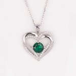 Drahokamia Stříbrný náhrdelník s dvojitým srdcem a zirkony 236/MOD Zelený – Zboží Mobilmania