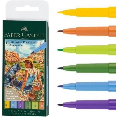 Popisovač Faber-Castell Pitt Artist Pen Brush 6 ks hrot B letní odstíny – Zboží Živě