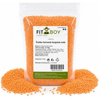 Fitboy Čočka červená loupaná celá 1 kg – Zboží Dáma