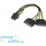 AKASA Adaptér napájecí na 6+2pin PCIe (2xSATA male power to a 6+2pin PCIe female connector) – Zboží Živě