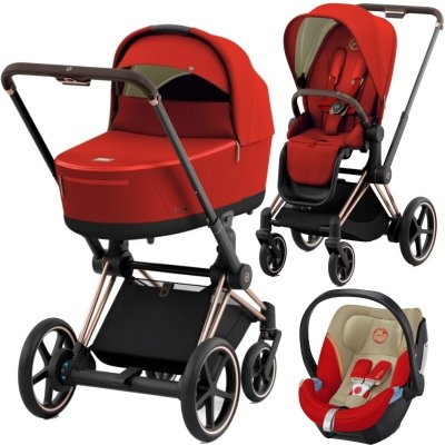 CYBEX Rám e-Priam 2.0 + Seat Pack + Lux Carry Cot + Aton 5 2023 Autumn Gold