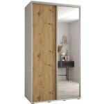 DobreSny Davos s posuvnými dveřmi a zrcadlem 140 cm dub artisan / bílá / stříbrné pojezdy – Sleviste.cz