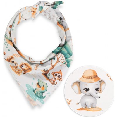 Biante dětský bavlněný šátek Sandra SA-513 Africká zvířátka na bílém – Sleviste.cz