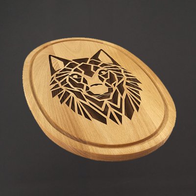 AMADEA Dřevěné servírovací prkénko - podnos oválné vlk, masivní dřevo, 38 cm – Zboží Mobilmania