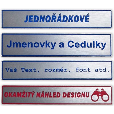 Jmenovky - cedulky na dveře - jeden řádek - modrý text – Sleviste.cz