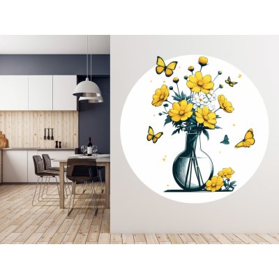 Nalepte.cz samolepka na zeď Žluté květiny ve váze arch, rozměry 45 x 45 cm – Zboží Dáma