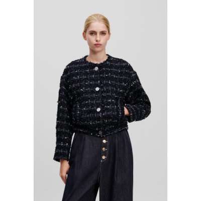 Karl Lagerfeld BOUCLE BOMBER JACKET DARK NAVY BOUCLE – Zboží Dáma Karl Lagerfeld BOUCLE BOMBER JACKET DARK NAVY BOUCLE – Zboží Dáma