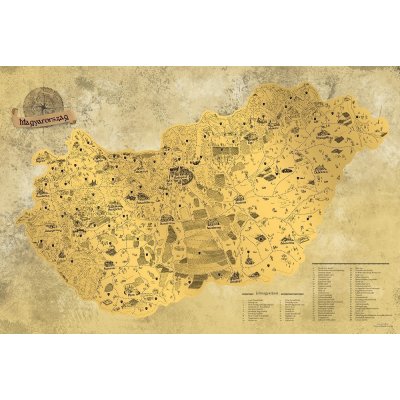 Giftio Stírací mapa Maďarska DELUXE XL - zlatá