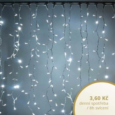 DECOLED Easy Fix LED světelný závěs venkovní 1 × 5 m, ledově bílá, 500 diod, bílý kabel IP44, prodlužovací – Hledejceny.cz