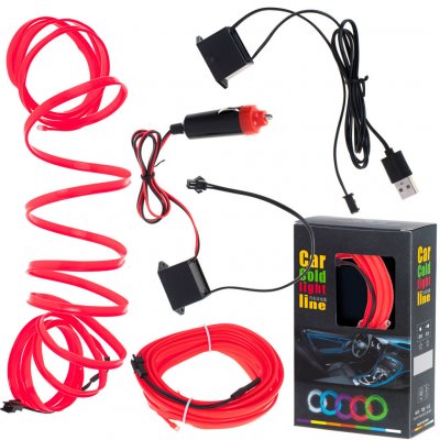 KIK KX4955 LED ambientní osvětlení pro auto/auto USB/12V páska 5m červená – Zboží Mobilmania