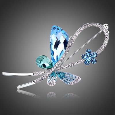 Victoria Filippi brož Swarovski Elements Gianluca motýl B0085 Světle modrá – Zboží Dáma