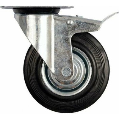 Kolečko otočné s brzdou, gumové 150kg 200/46/235mm – Sleviste.cz