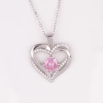 Drahokamia Stříbrný náhrdelník s dvojitým srdcem a zirkony 236/MOD Růžový – Zboží Mobilmania