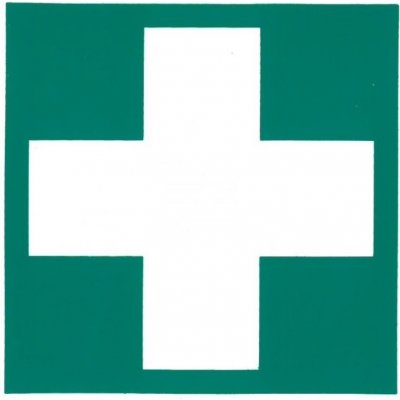 první pomoc - ošetřovna - lékarnička - bezpečnostní tabulka, Samolepka 150x150 mm – Zboží Mobilmania