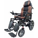 Zoela 6005R Elektrický invalidní vozík skládací s polohováním nohou a zad Černý rám Hnědé polstrování – Zboží Dáma