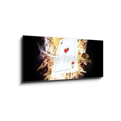 Obraz 1D panorama - 120 x 50 cm - Card on fire. Karta v ohni. – Zbozi.Blesk.cz