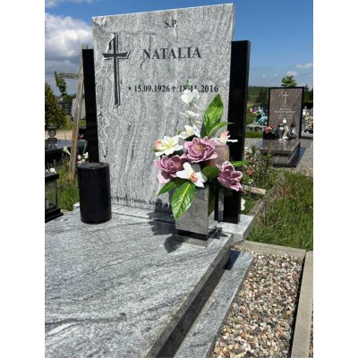 Váza na hrob stříbrná ocel + žula + ocelová základna – Hledejceny.cz