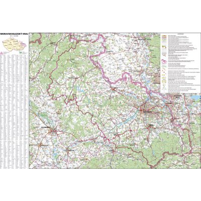 Moravskoslezský kraj - nástěnná mapa 113 x 83 cm, lamino + lišty – Zboží Dáma