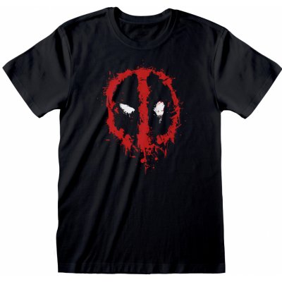 CurePink pánské tričko Marvel Deadpool Splat [DPL00235TSB] černé