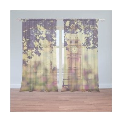 Sablio Záclony Londýn Big Ben Flowers: 2ks 150x250cm – Hledejceny.cz