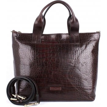 Gianni Conti velká luxusní tmavěhnědá kožená kabelka shopperbag do ruky 14