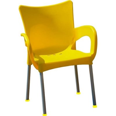 Mega Plast, plastová židle SMART (AL nohy), 83 x 57 x 54 cm, stohovatelná, žlutá – Zboží Mobilmania