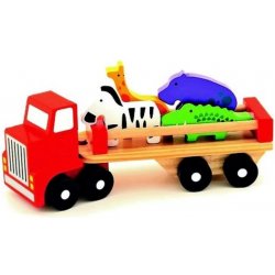 Wooden Toys Auto nákladní safari dřevěné 26,5 cm