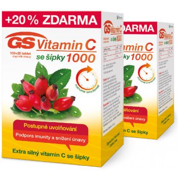 GS Vitamin C 1000 se šípky 2 x 120 tablet od 371 Kč - Heureka.cz