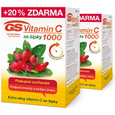 GS Vitamin C 1000 se šípky 2 x 120 tablet od 385 Kč - Heureka.cz