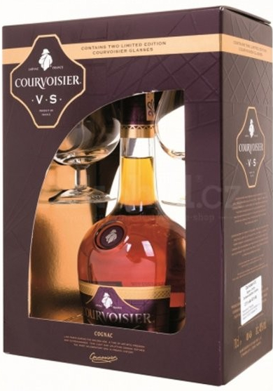 Courvoisier VS 40%, 0,7 l (dárkové balení 2 sklenice)
