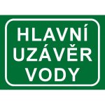 Hlavní uzávěr vody(text) | Samolepka, 21x9 cm – HobbyKompas.cz