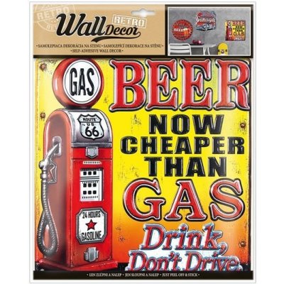 Wall decor Retro BEER nad GAS - samolepící dekorace 30,5x38 cm – Zboží Mobilmania