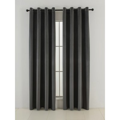 MKLuzkoviny.cz Sametové zatemňovací závěsy Cesar tmavě šedé - 140 x 250 cm (2ks) - kroužky – Sleviste.cz