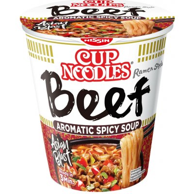Cup Noodles Instantní nudlová polévka s hovězí příchutí v asijském stylu pikantní 64 g – Sleviste.cz