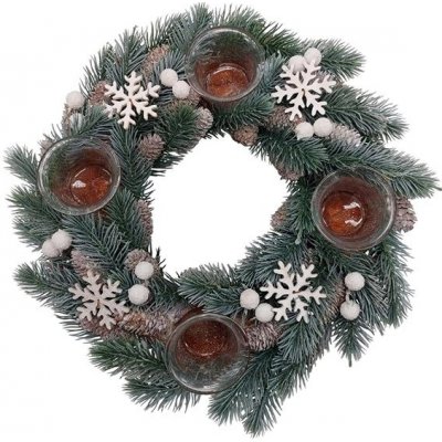 GOBA Vánoční věnec jehličí a vločky 35 cm – Zboží Dáma