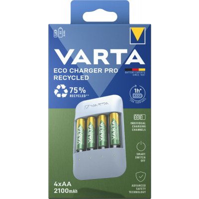 Varta Eco Charger Pro Recycled + 4x AA 2100 mAh 57683101121 – Zboží Mobilmania