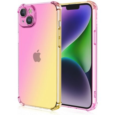 Pouzdro TopQ iPhone 15 Shock duhový růžovo-žlutý – Zboží Mobilmania