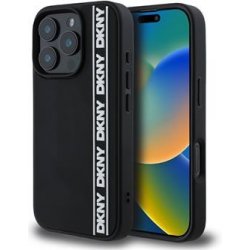 DKNY 3D Rubber Repeat Logo Line Zadní Kryt pro iPhone 16 Pro Max Black