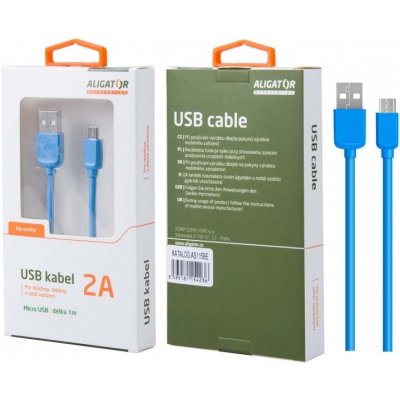 Aligator AS115BE MicroUSB 2A, 1m, modrý – Zboží Mobilmania