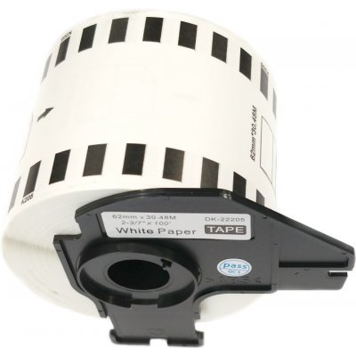Etikety / štítky pro tiskárny BROTHER QL - typ DK-22205 - kompatibilní - 62 mm x 30,48 m, bílá (papírová samolepící role) – Sleviste.cz