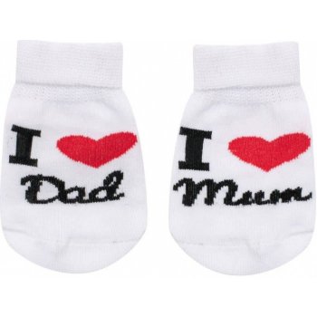 New Baby Kojenecké froté ponožky bílé I Love Mum and Dad