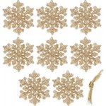 SPRINGOS Vánoční ozdoby Sněhové vločky se třpytkami 8cm zlaté sada 8ks – Sleviste.cz