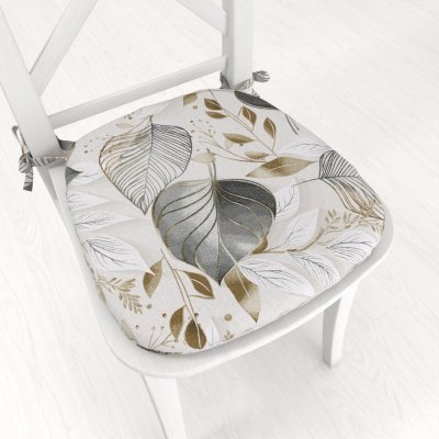 Biante Leona LN-173 Šedé listy na režném 39 x 37 x 3 cm oblý – Sleviste.cz