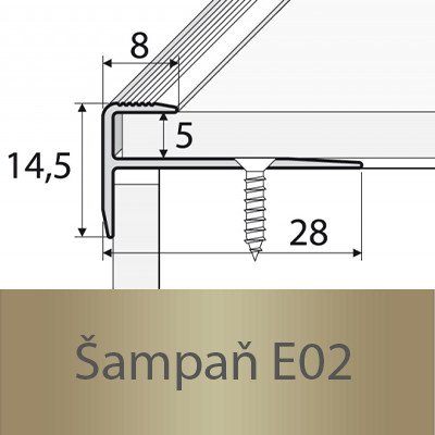 Profil Team Schodová hrana stříbro E01 1,2 m 5mm 28x15mm – Zboží Mobilmania