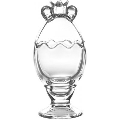 Clayre & Eef Skleněná Dóza na bonbóny ve tvaru vajíčka na nožce s oušky 8 x 14 cm – Sleviste.cz