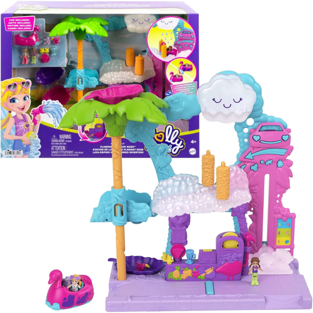 Mattel Polly Pocket Pollyville Zábavná automyčka Plameňák